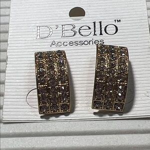 D'Bello Gold-Tone Pink Crystal Hoop Earrings
